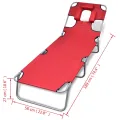 Chaise longue avec coussin de tête Acier enduit de poudre Rouge