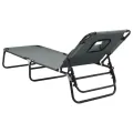 Chaise longue pliante gris tissu oxford acier enduit de poudre