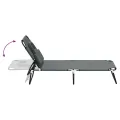 Chaise longue pliante gris tissu oxford acier enduit de poudre