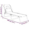 Chaise longue pliante gris tissu oxford acier enduit de poudre