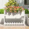 Jardinière avec étagère Blanc 111,5x54x81 cm Bois massif de pin