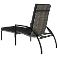 Chaises longues avec repose-pied 2 pcs Résine tressée Gris