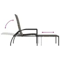 Chaises longues avec repose-pied 2 pcs Résine tressée Gris