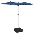 Parasol de jardin à double tête avec LED bleu azuré 316x240 cm