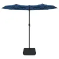 Parasol de jardin à double tête avec LED bleu azuré 316x240 cm