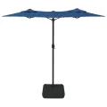 Parasol de jardin à double tête avec LED bleu azuré 316x240 cm