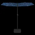 Parasol de jardin à double tête avec LED bleu azuré 316x240 cm