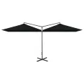 Parasol de jardin double avec mât en acier noir 600x300 cm