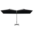 Parasol de jardin double avec mât en acier noir 600x300 cm