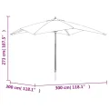 Parasol de jardin avec mât en bois bleu azuré 300x300x273 cm
