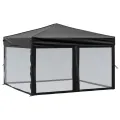 Tente de réception pliable avec parois Noir 3x3 m