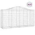 Paniers à gabions arqués 15 pcs 200x50x100/120 cm fer galvanisé