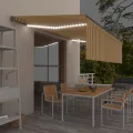 Auvent rétractable manuel avec store LED 5x3 m Jaune et blanc