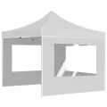 Tente de réception pliable avec parois Aluminium 3x3 m Blanc