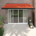 Auvent rétractable orange et marron 3,5x2,5m tissu et aluminium