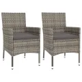 Ensemble de bistro de jardin 3 pcs coussins gris poly rotin