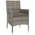 Ensemble de bistro de jardin 3 pcs coussins gris poly rotin