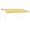 Auvent manuel rétractable avec LED 4,5x3,5 m Jaune et blanc