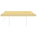 Auvent manuel rétractable avec LED 4,5x3,5 m Jaune et blanc
