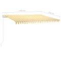 Auvent manuel rétractable avec LED 4,5x3,5 m Jaune et blanc