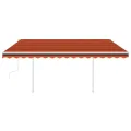 Auvent manuel rétractable avec LED 4x3 m Orange et marron