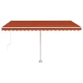 Auvent manuel rétractable avec LED 400x300 cm Orange et marron
