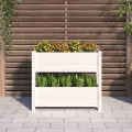 Jardinière Blanc 77x25x66 cm Bois massif de pin