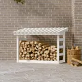Support pour bois de chauffage Blanc 108x64,5x78 cm Bois de pin