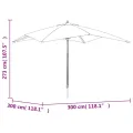Parasol de jardin avec mât en bois anthracite 300x300x273 cm