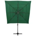 Parasol de jardin à 4 niveaux avec mât en aluminium vert