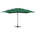 Parasol de jardin à 4 niveaux avec mât en aluminium vert