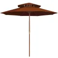 Parasol à deux étages avec mât en bois terre cuite 270 cm