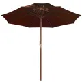Parasol à deux étages avec mât en bois terre cuite 270 cm
