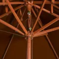 Parasol à deux étages avec mât en bois terre cuite 270 cm