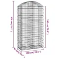 Panier de gabions arqué 100x50x180/200 cm Fer galvanisé
