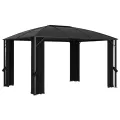 Tonnelle avec rideaux 400x300x265 cm Anthracite