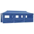 Tente de réception pliable avec 8 parois 3x9 m Bleu