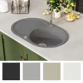Évier de cuisine en granit Bac unique Ovale Gris