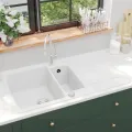 Évier de cuisine Granit Double lavabo Blanc