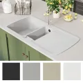 Évier de cuisine Granit Double lavabo Blanc