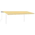 Auvent manuel rétractable avec poteaux 6x3 m Jaune et blanc