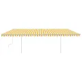 Auvent manuel rétractable avec poteaux 6x3 m Jaune et blanc
