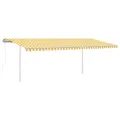 Auvent automatique rétractable avec poteaux 6x3m Jaune et blanc