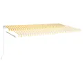 Auvent automatique rétractable avec poteaux 6x3m Jaune et blanc
