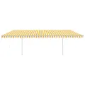 Auvent automatique rétractable avec poteaux 6x3m Jaune et blanc