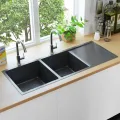 Évier de cuisine fait à la main Noir Acier inoxydable