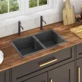 Évier de cuisine fait à la main Noir Acier inoxydable