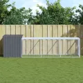 Poulailler avec cour anthracite 110x405x110 cm acier galvanisé