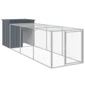 Poulailler avec cour anthracite 110x405x110 cm acier galvanisé
