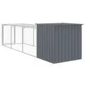Poulailler avec cour anthracite 110x405x110 cm acier galvanisé